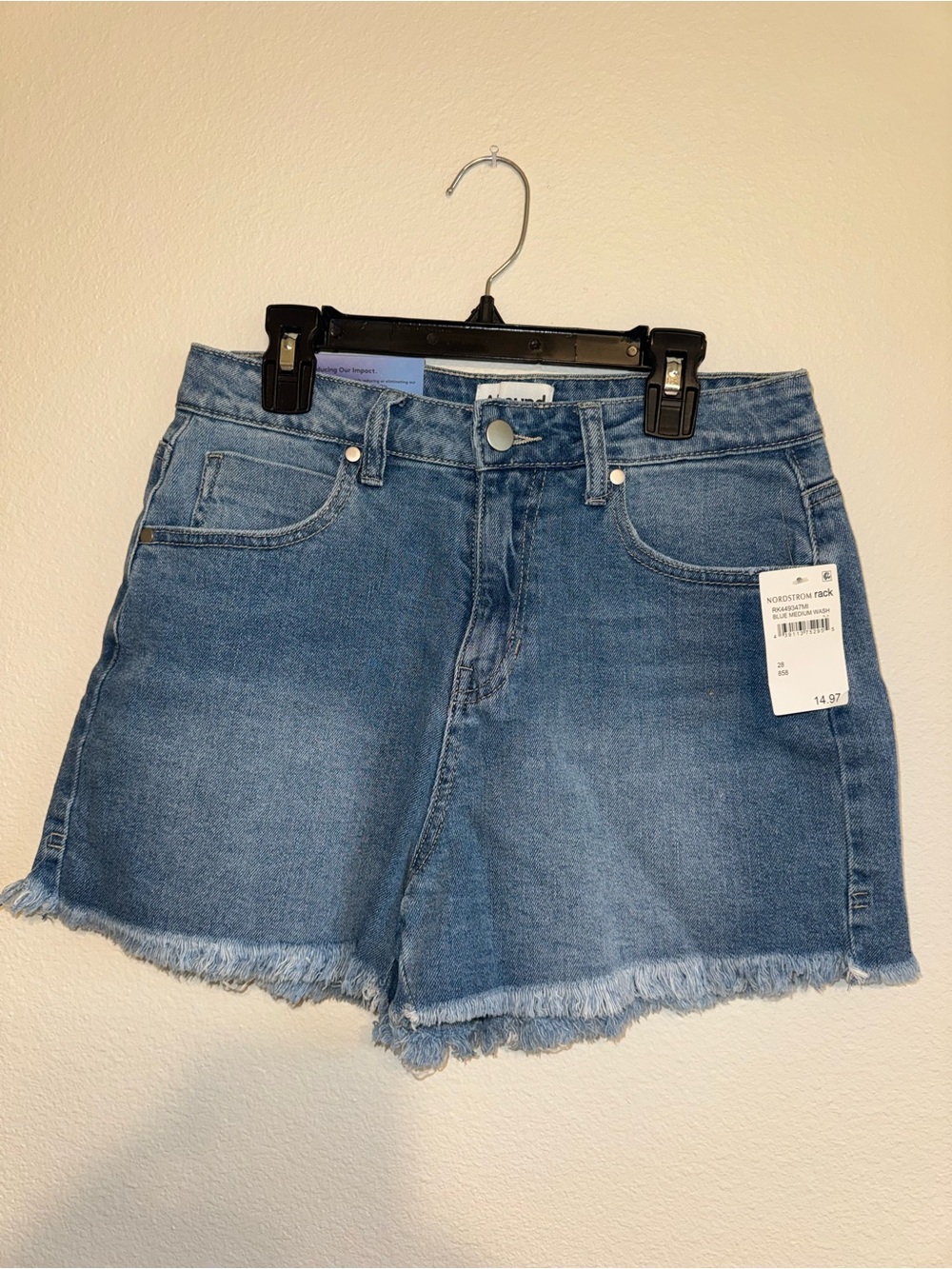 Nordstrom Blue Denim Frayed Hem Jean Shorts